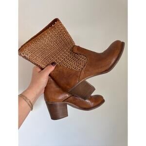 Woven Leather Western Style Heeled Boots by Creeks Size 38